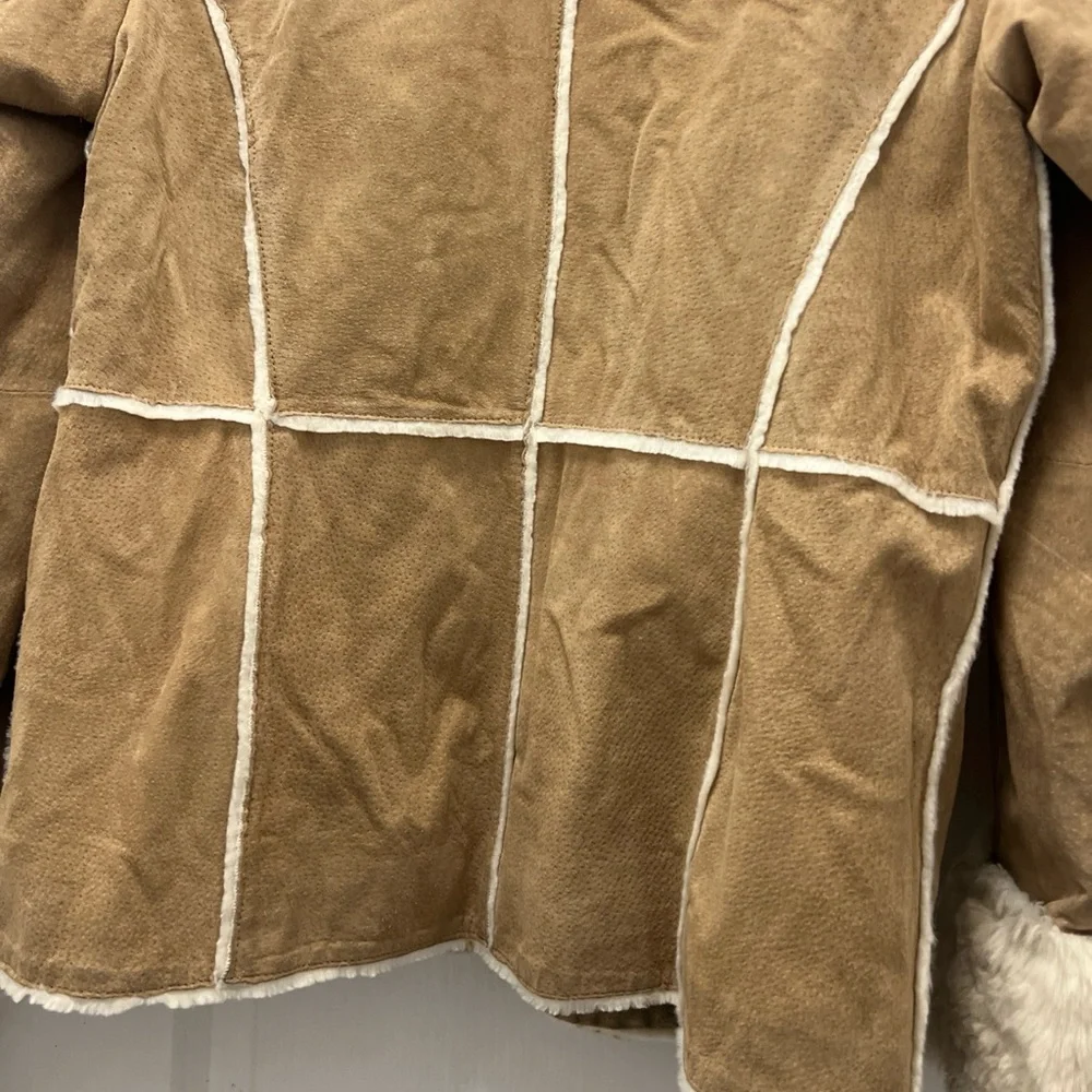 New York Classics Genuine Leather Shearling Jacket Coat Brown M - Picture 7 of 12